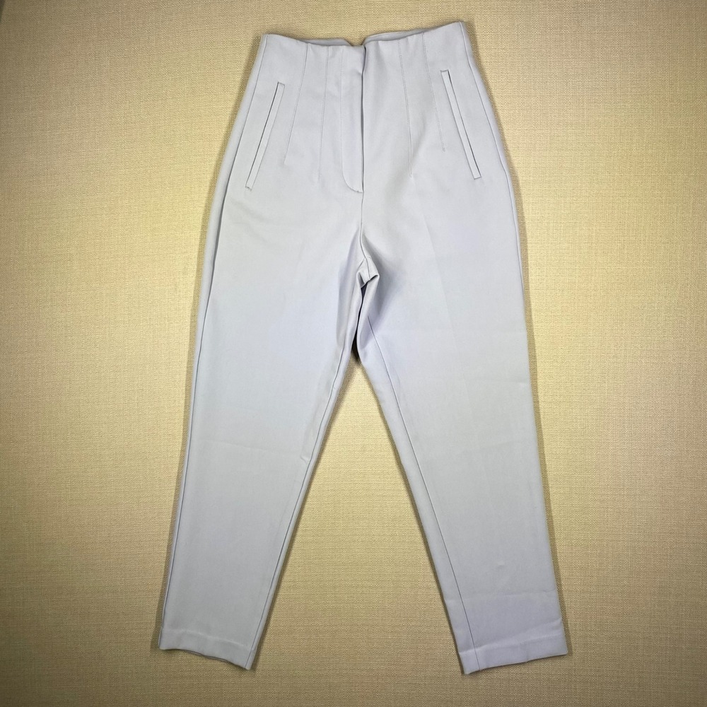 Zara Womens Tailored Trousers Tapered Leg Light Blue Size XS